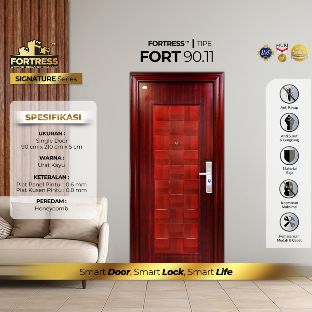 pintu baja Fortress motif urat kayu pintu baja Fortress motif urat kayu