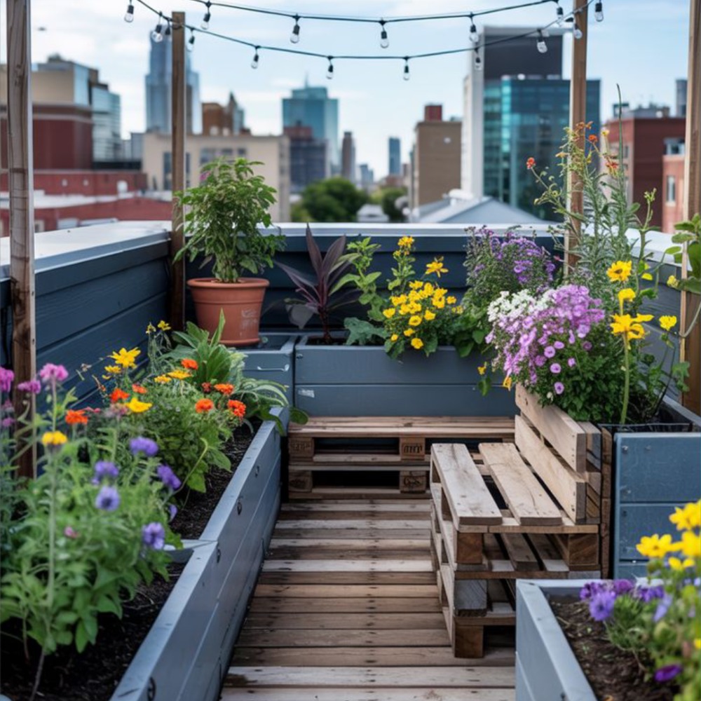 Taman Bunga Estetik di Rooftop Mini Taman Bunga Estetik di Rooftop Mini