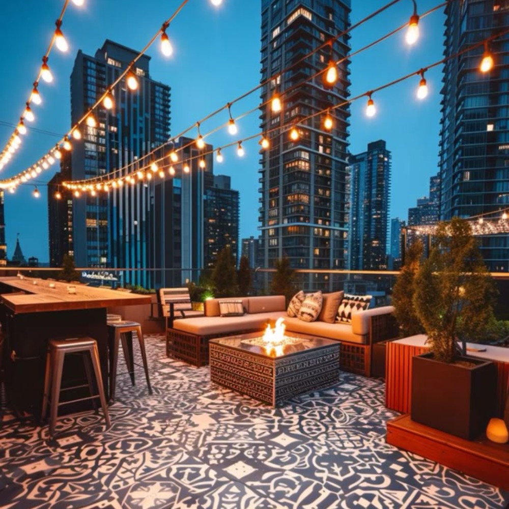 Model Rooftop Lantai Klasik dan Furnitur Kayu Model Rooftop Lantai Klasik dan Furnitur Kayu