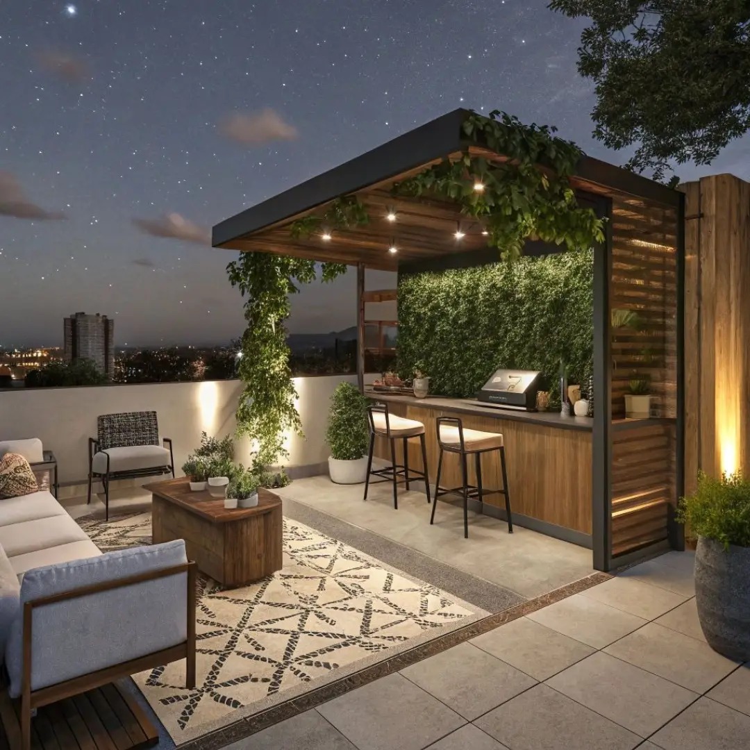 Rooftop Minimalis dengan Mini Bar Rooftop Minimalis dengan Mini Bar