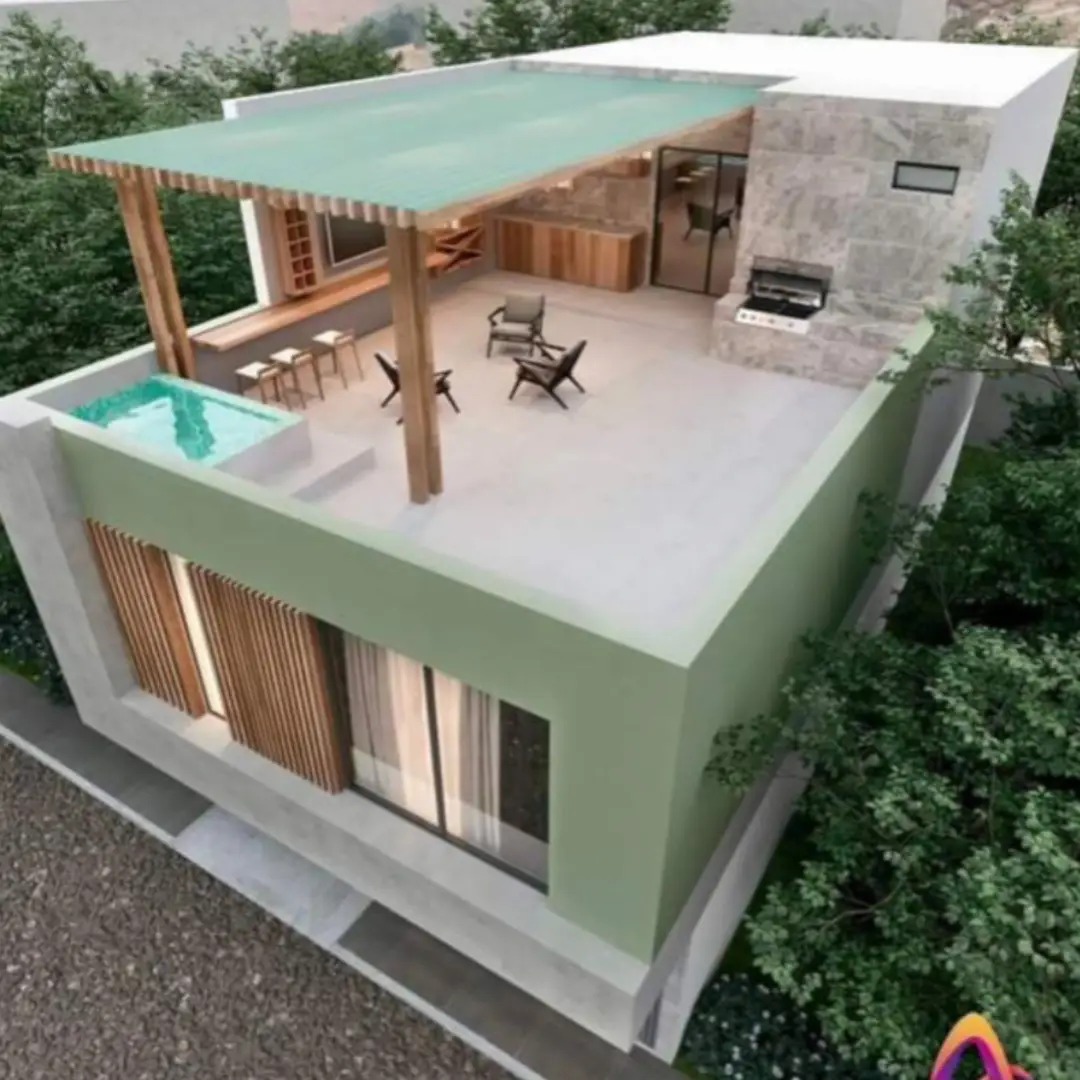 Rooftop Rumah 1 Lantai dengan Kolam Renang Kecil Rooftop Rumah 1 Lantai dengan Kolam Renang Kecil