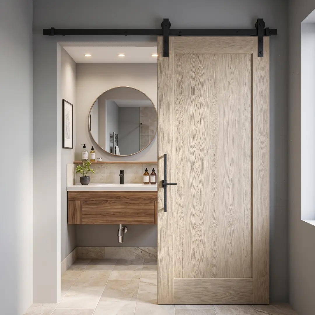 Pintu Kamar Mandi Sliding Motif Kayu Krem Pintu Kamar Mandi Sliding Motif Kayu Krem