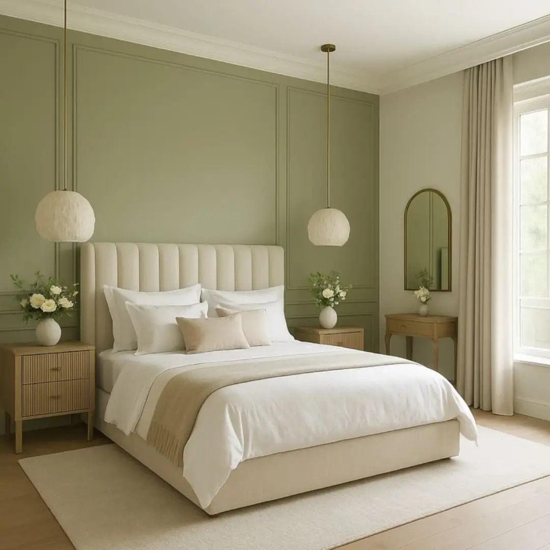Kamar Japandi Warna Cream dan Hijau Kamar Japandi Warna Cream dan Hijau