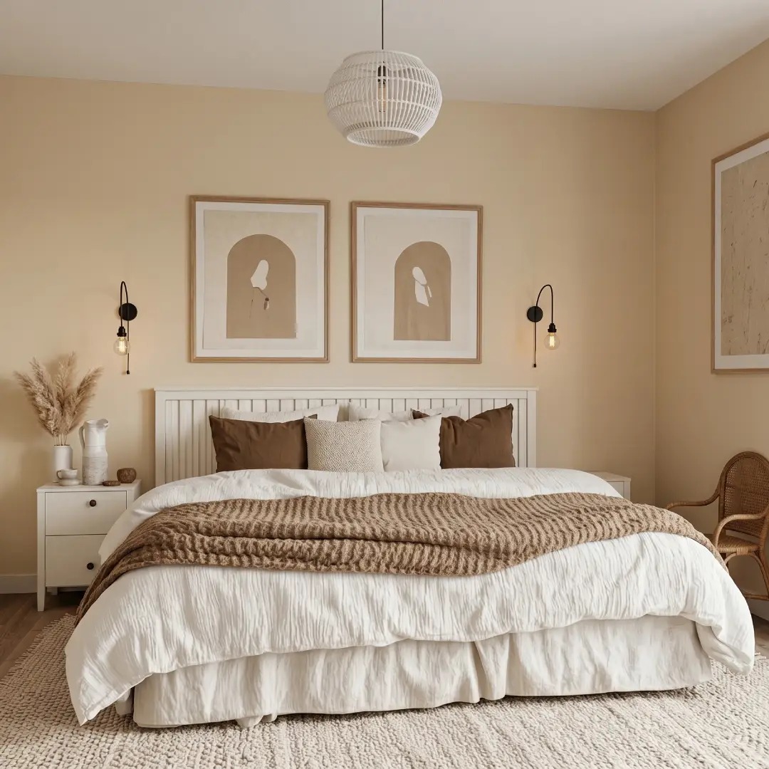 Kamar Warna Cream Coklat dengan Aksen Putih Kamar Warna Cream Coklat dengan Aksen Putih