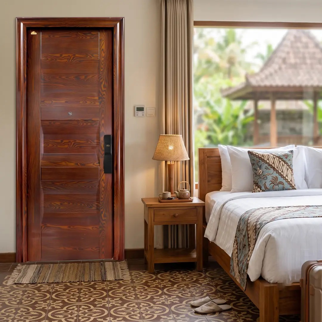 pintu hotel berbahan baja motif kayu dari fortress pintu hotel berbahan baja motif kayu dari fortress