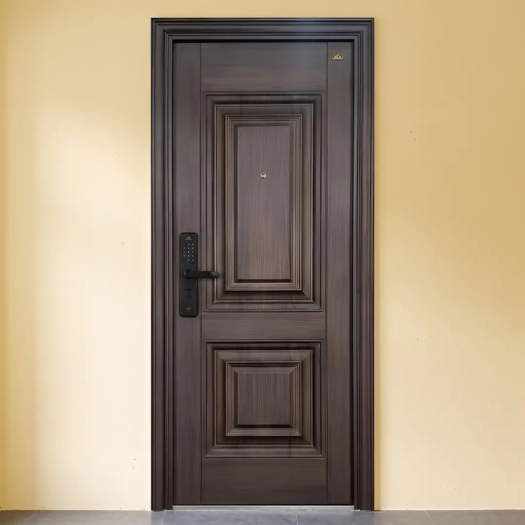 cat rumah warna cream kuning dengan pintu baja motif kayu merk fortress cat rumah warna cream kuning dengan pintu baja motif kayu merk fortress