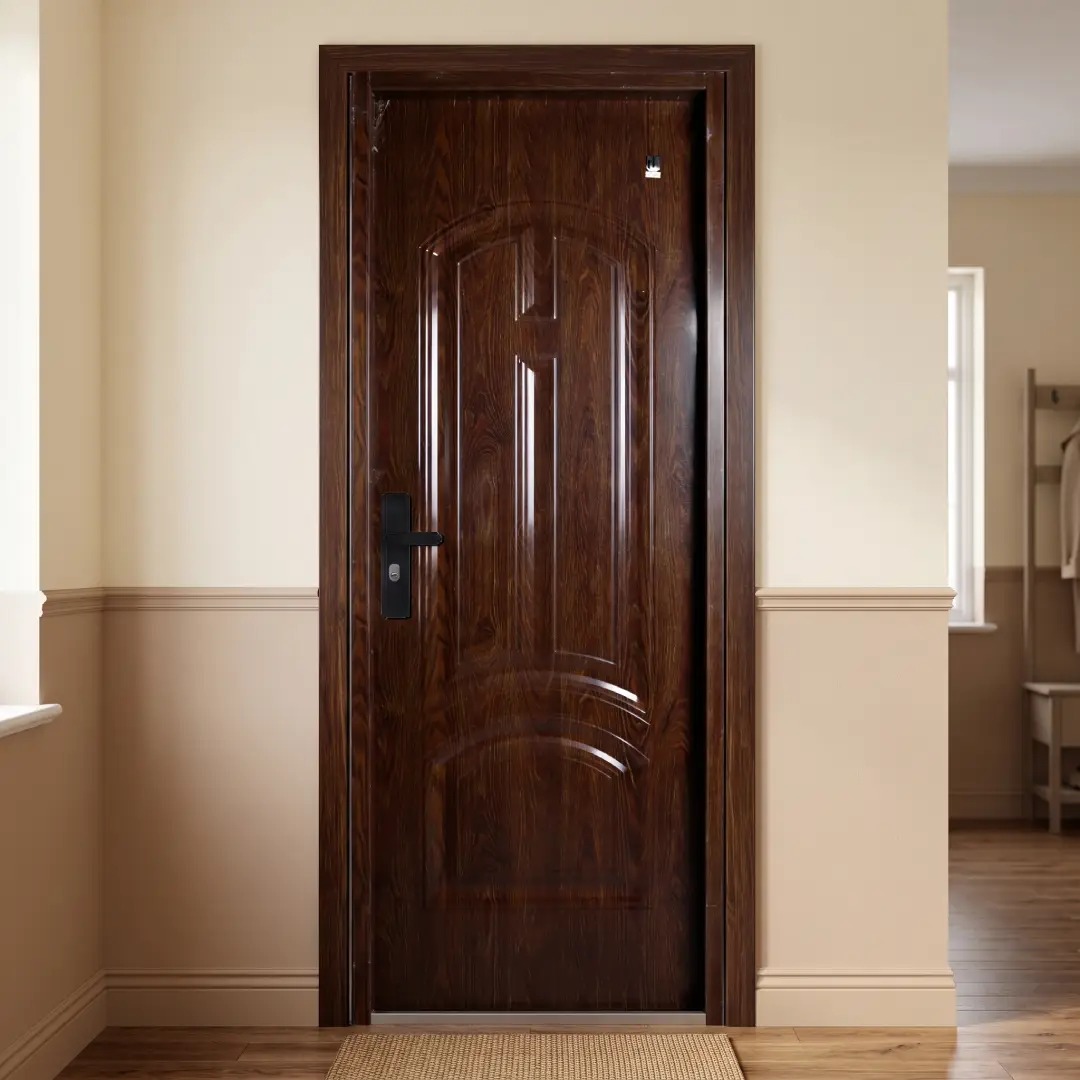 dinding warna cream dan coksu dengan pintu fortress bajan baja motif kayu dinding warna cream dan coksu dengan pintu fortress bajan baja motif kayu