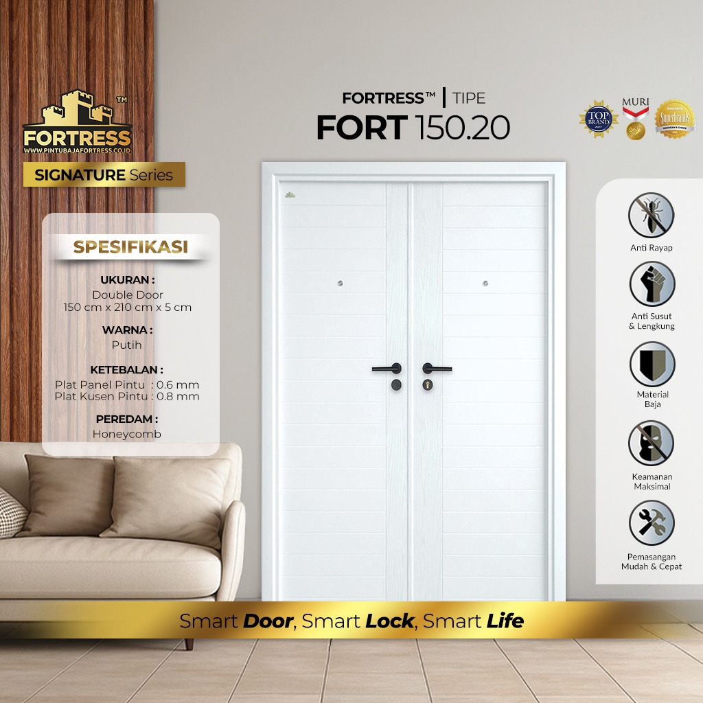 pintu baja fortress 2 daun tipe fort 150.20 putih pintu baja fortress 2 daun tipe fort 150.20 putih