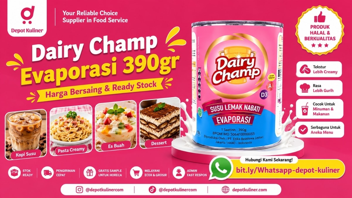 SIAP KIRIM HARI INI, WA: 0812-6524-4769, Dairy Champ Evaporasi 390gr SIAP KIRIM HARI INI, WA: 0812-6524-4769, Dairy Champ Evaporasi 390gr