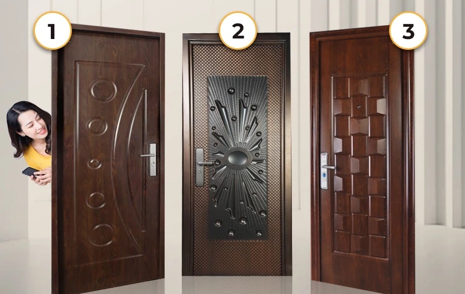 pintu baja fortress motif kayu