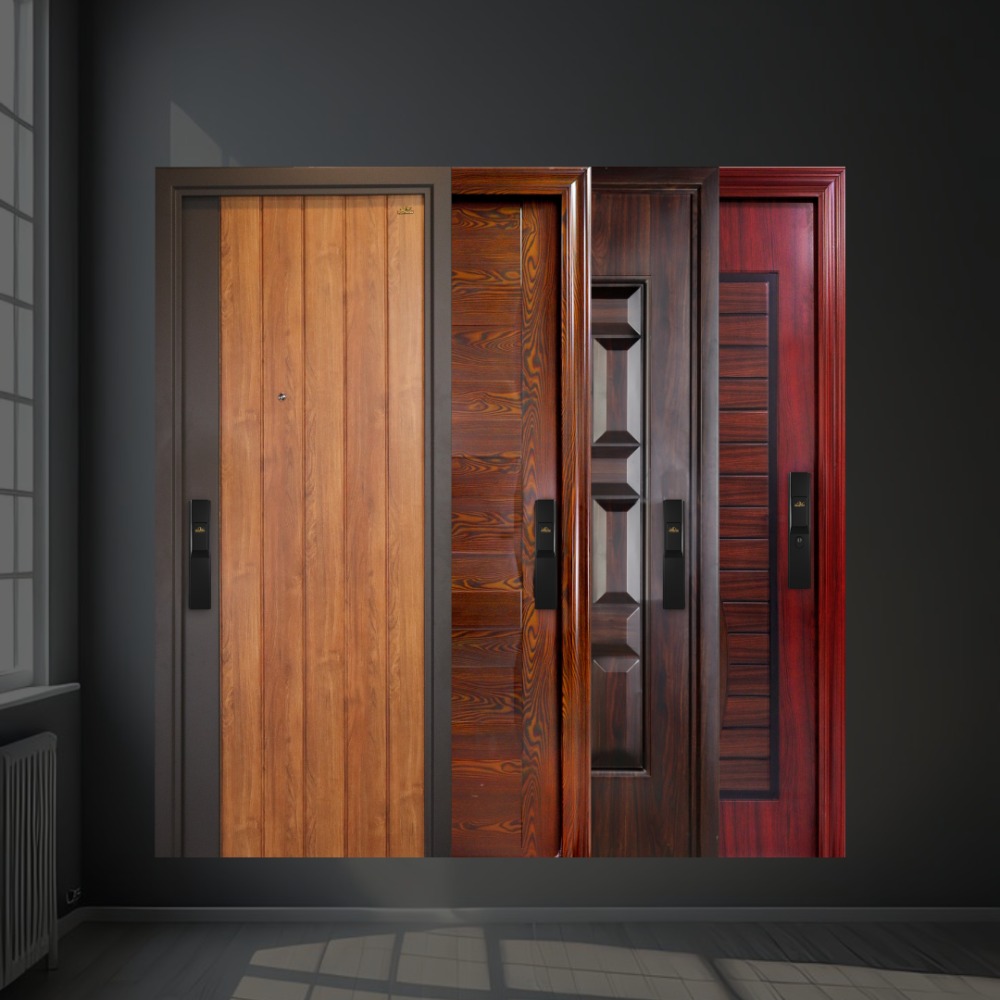 pintu baja motif kayu merk fortress