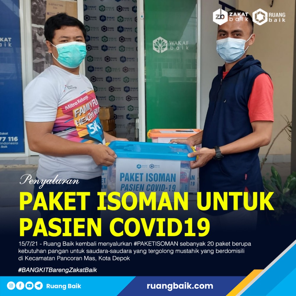 Penyerahan 20 paket Isoman kepada Relawan untuk disalurkan di Kecamatan Pancoran Mas, Depok