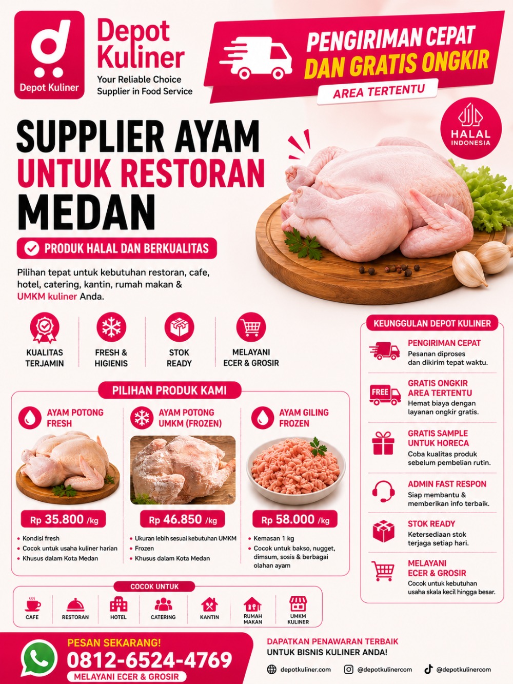 Supplier Ayam untuk Restoran Medan