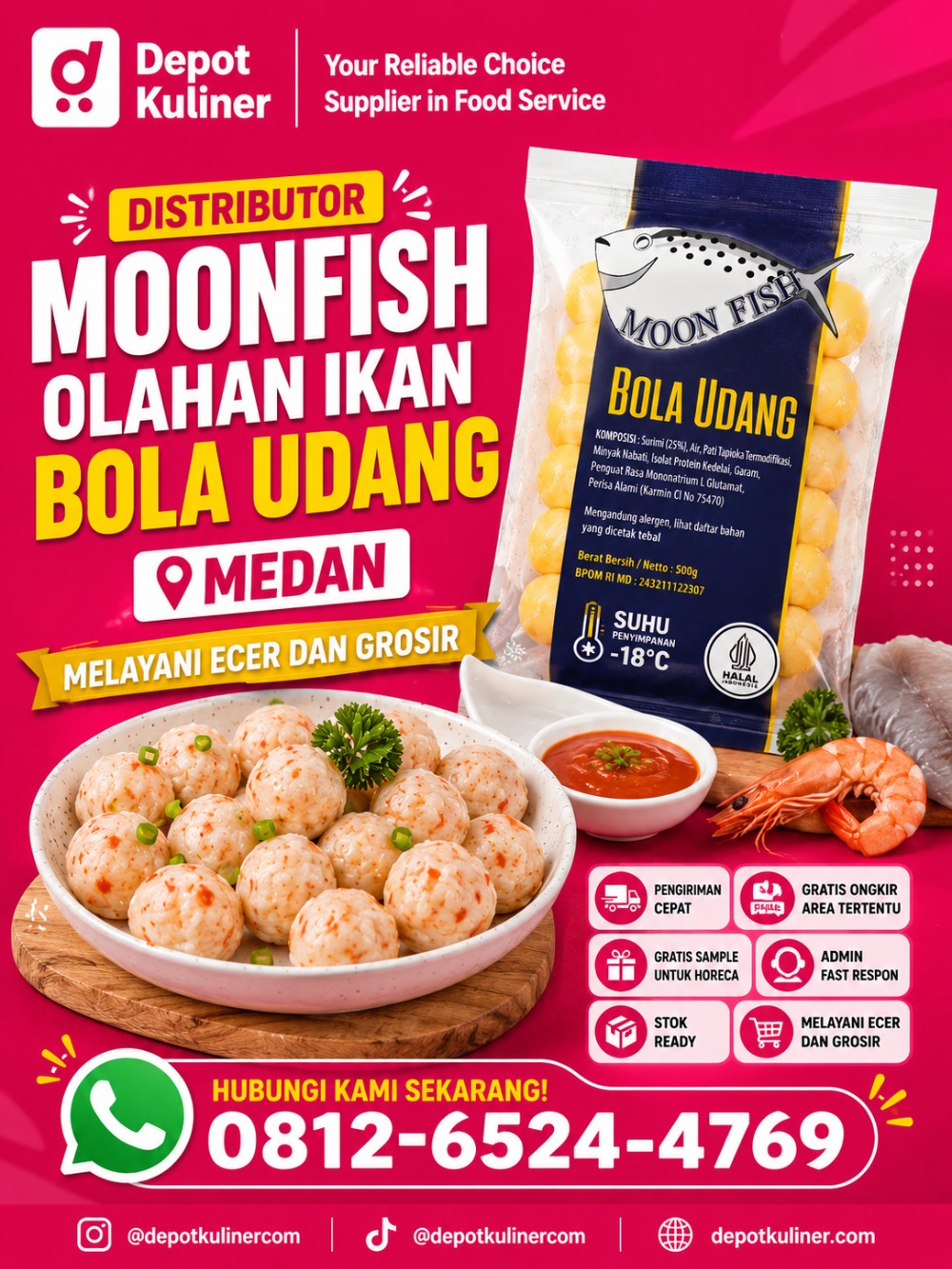 Distributor Moonfish Olahan Ikan Bola Udang Medan