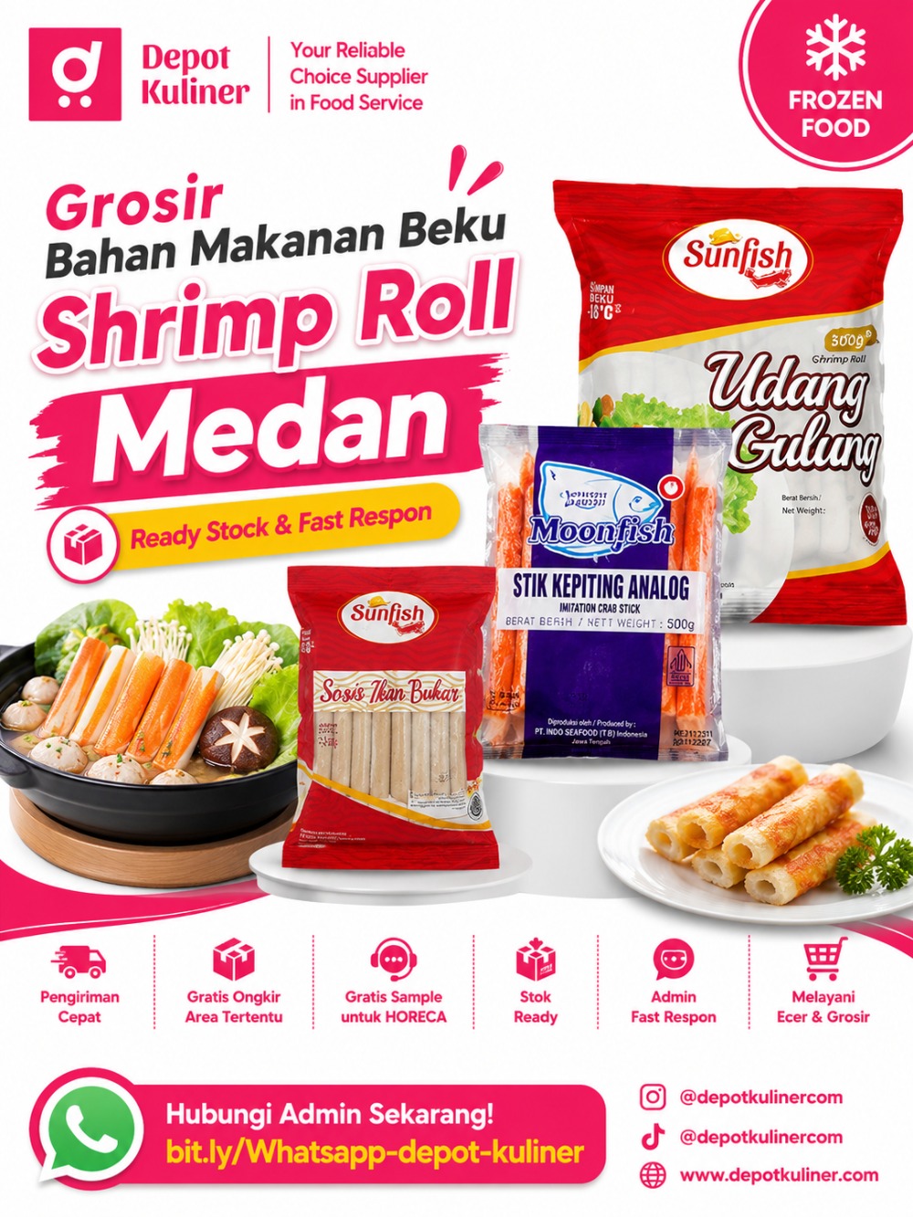 Grosir Bahan Makanan Beku Shrimp Roll Medan