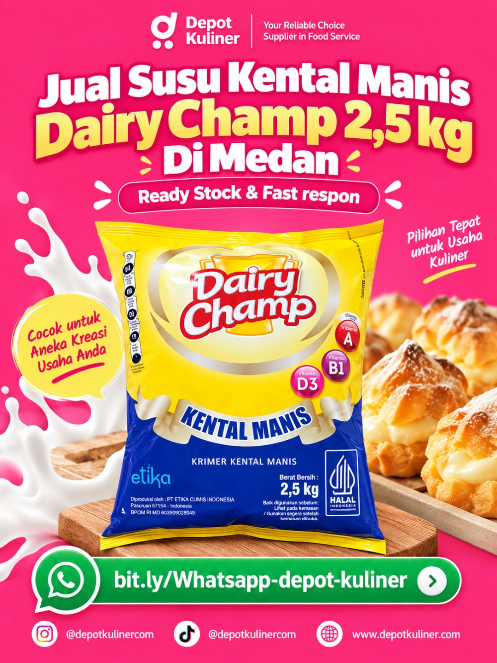 Jual Susu Kental Manis Dairy Champ 2,5 kg Di Medan