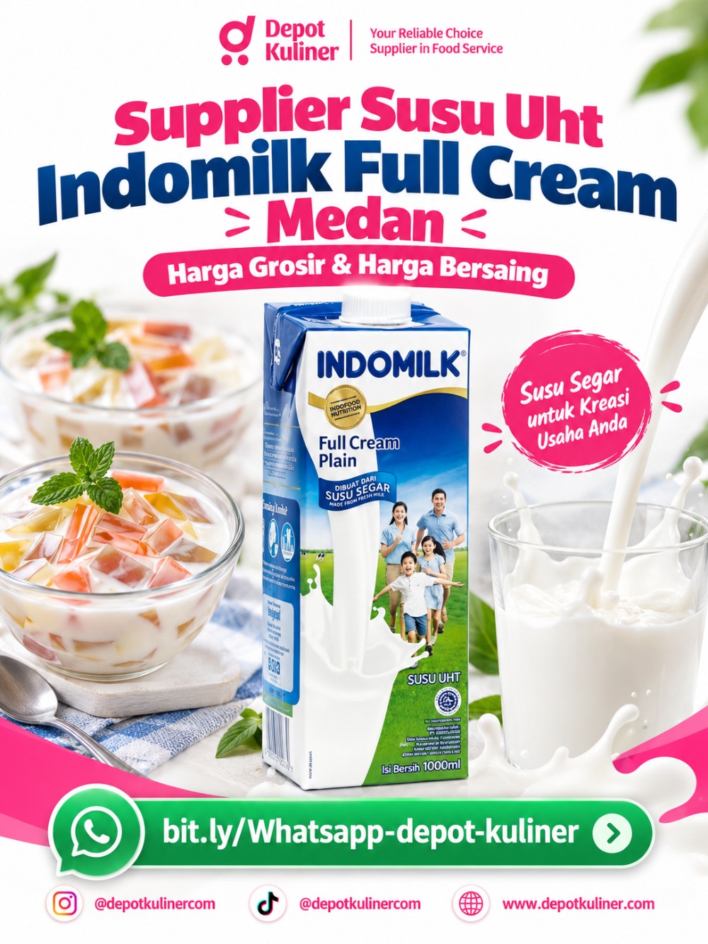 Supplier Susu Uht Indomilk Full Cream Medan