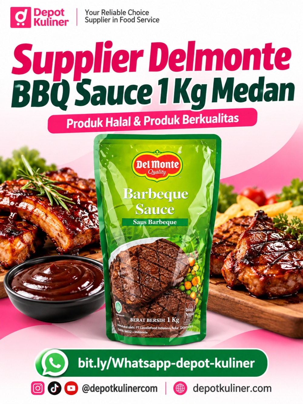 Supplier Delmonte BBQ Sauce 1 Kg Medan