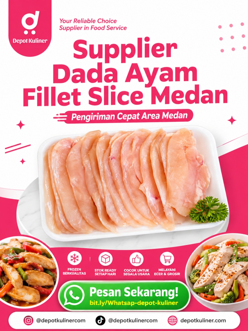 Supplier Dada Ayam Fillet Slice Medan