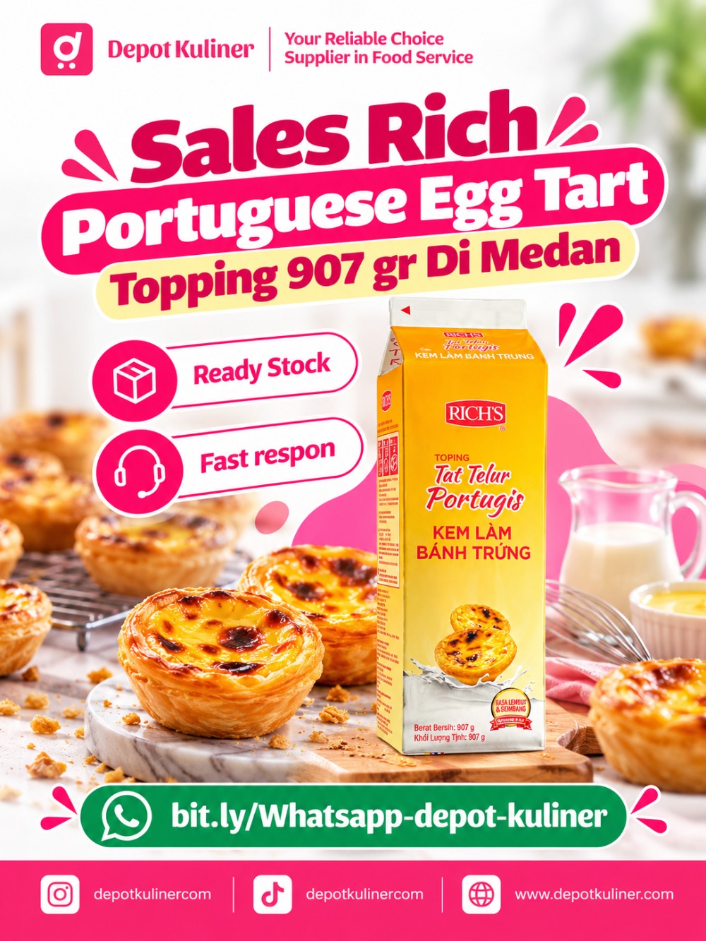 Sales Rich Portuguese Egg Tart Topping 907 gr Di Medan