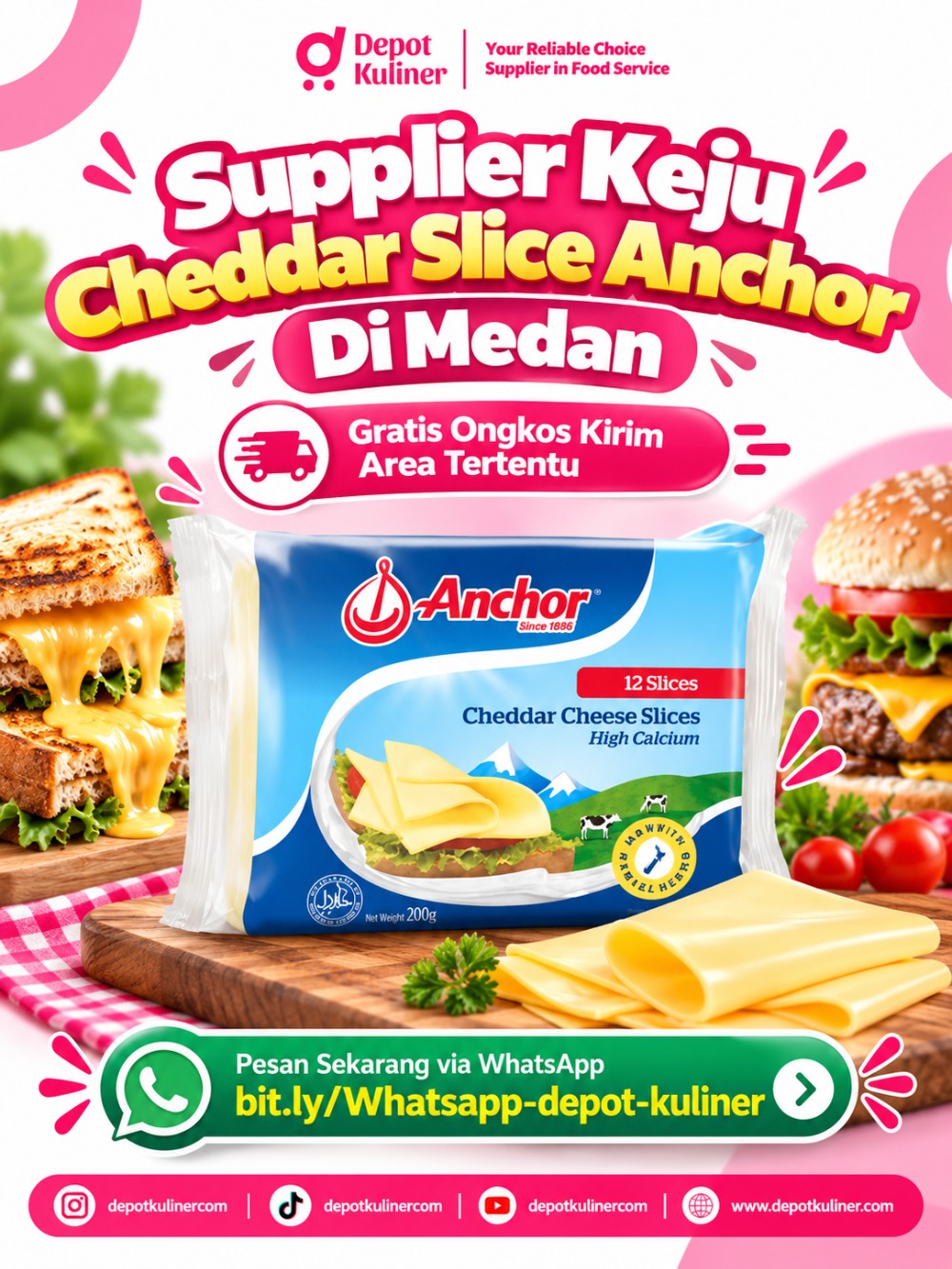 Supplier Keju Cheddar Slice Anchor Di Medan