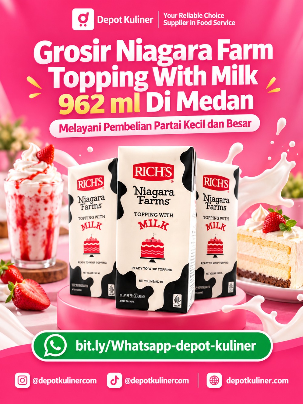 Grosir Niagara Farm Topping With Milk 962 ml Di Medan