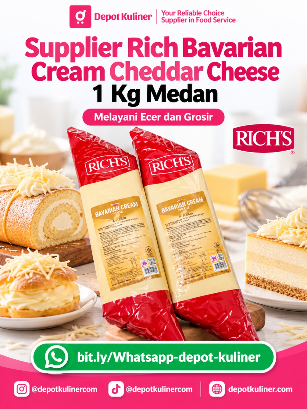 Supplier Rich Bavarian Cream Cheddar Cheese 1 Kg Medan
