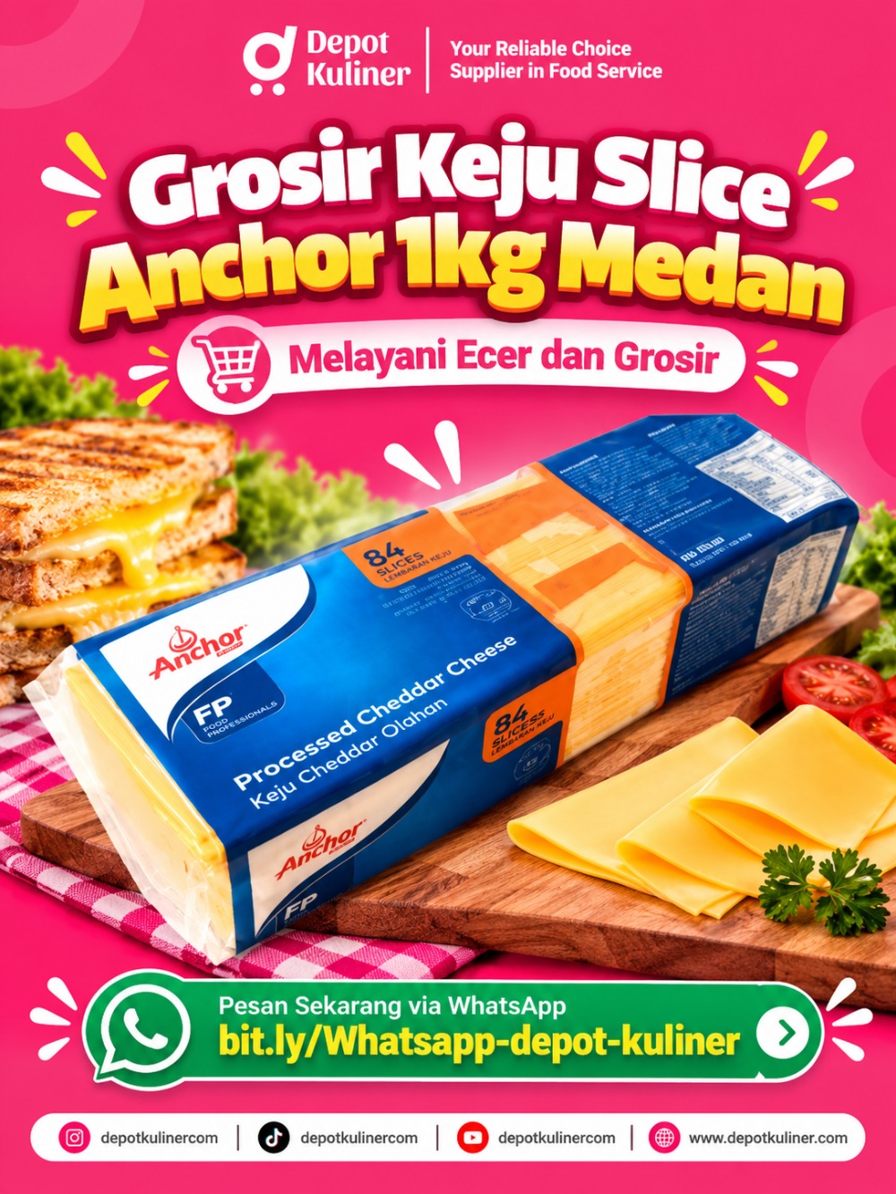 Grosir Keju Slice Anchor 1kg Medan
