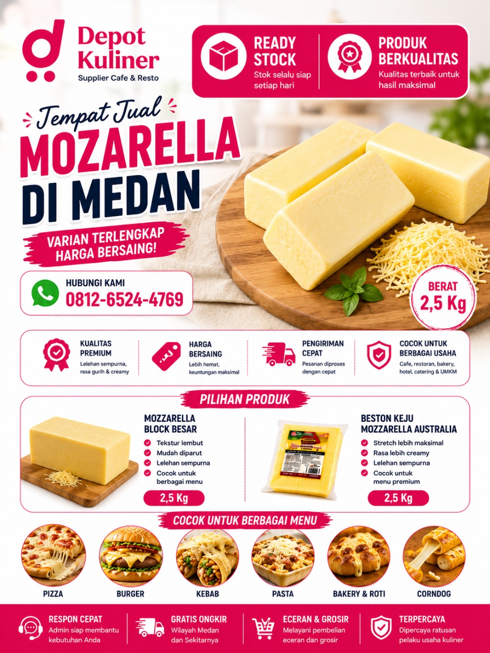 Tempat Jual Mozarella Di Medan VARIAN TERLENGKAP, WA: 0812-6524-4769