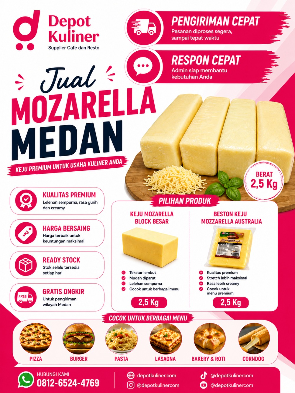 Jual Mozarella Murah Di Medan SIAP KIRIM HARI INI, WA: 0812-6524-4769