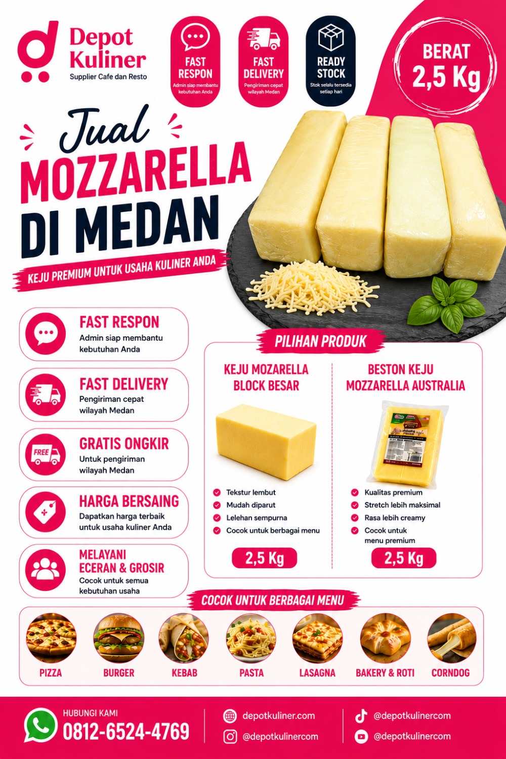 Jual Mozarella Medan SIAP ANTAR,WA: 0812-6524-4769