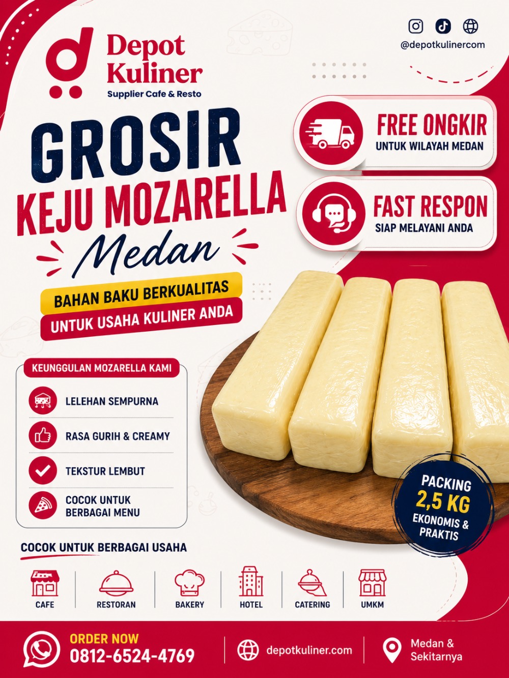 WA: 0812-6524-4769 Grosir Keju Mozarella Medan