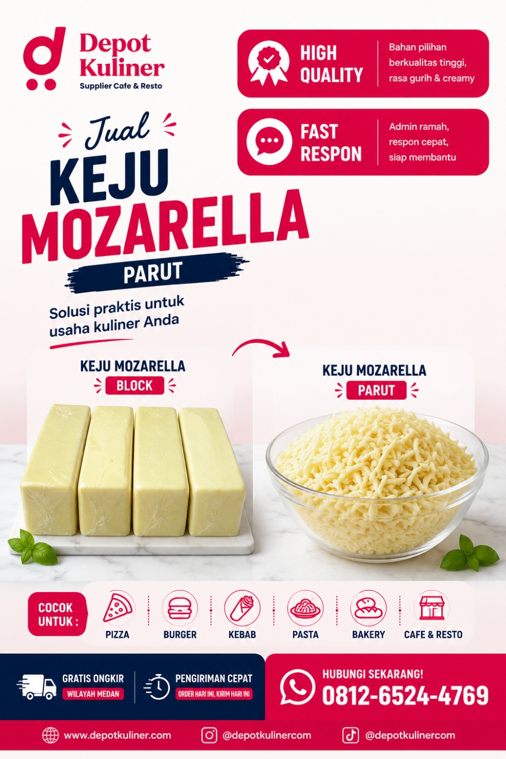 Jual Keju Mozarella Parut Di Medan WA: 0812-6524-4769