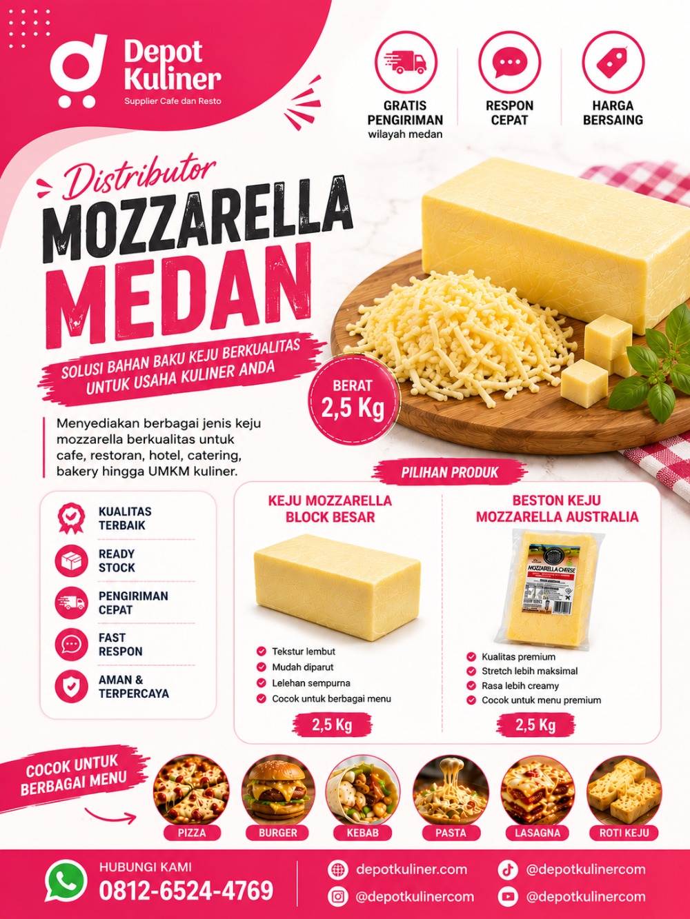 Distributor Mozzarella Medan HARGA GROSIR, WA: 0812-6524-4769
