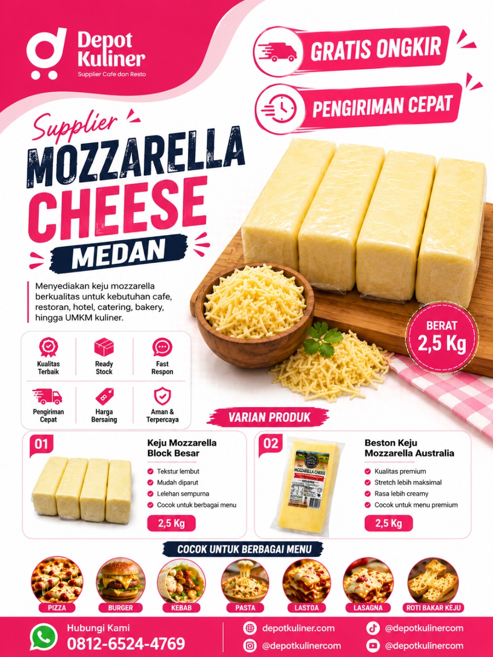 WA: 0812-6524-4769 Supplier Mozzarella Cheese Medan