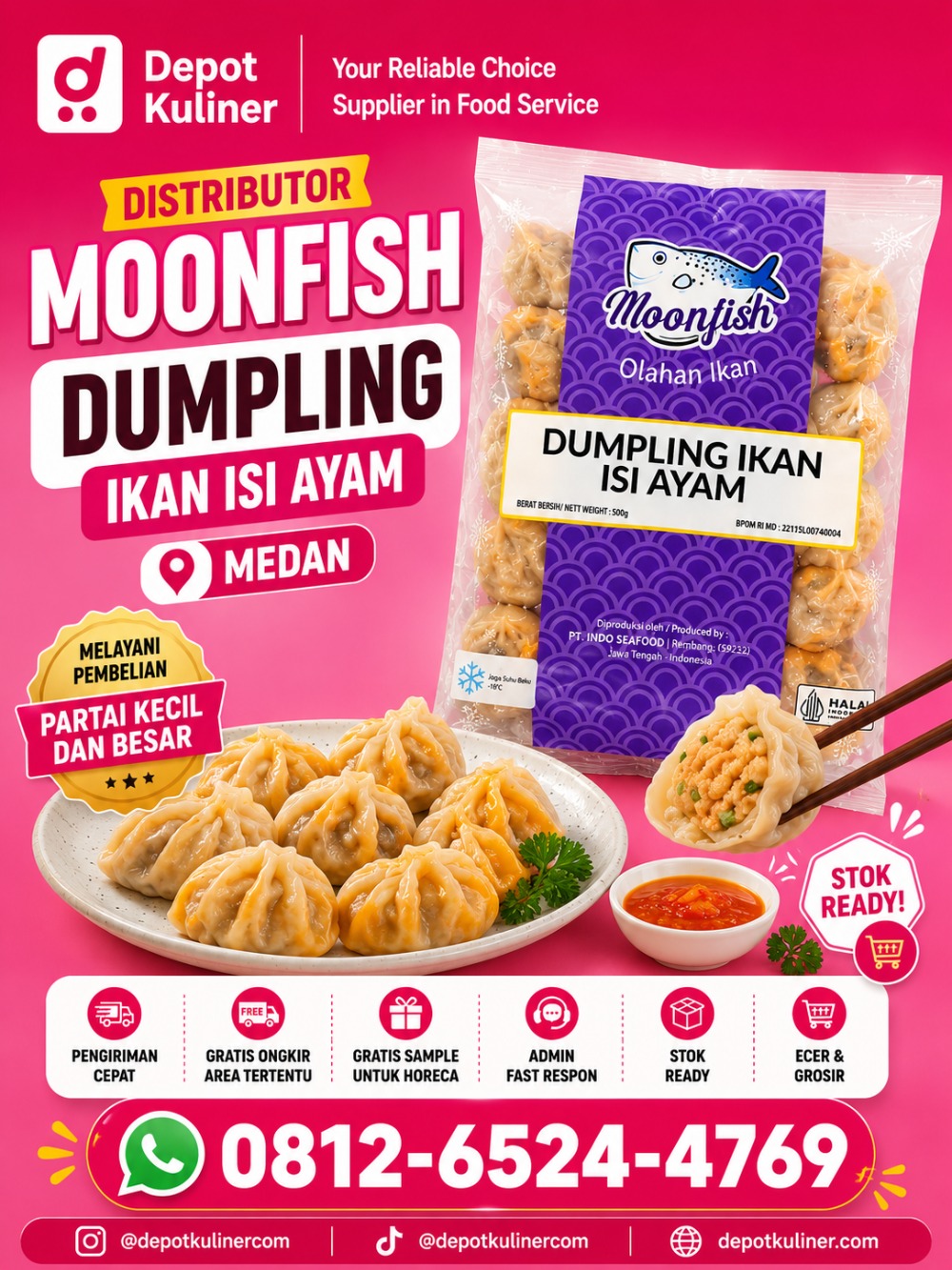 Distributor Moonfish Dumpling Ikan Isi Ayam Medan