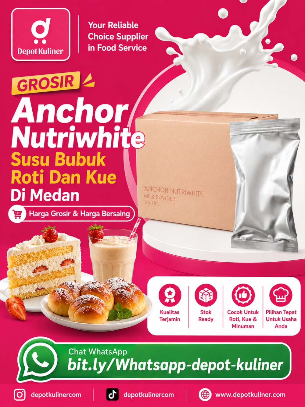 Grosir Anchor Nutriwhite Susu Bubuk Roti Dan Kue Di Medan