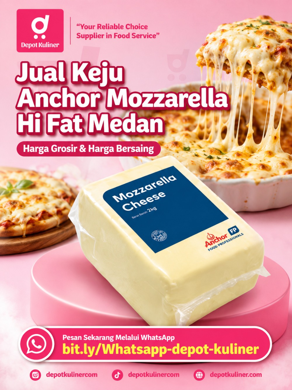 Jual Keju Anchor Mozzarella Hi Fat Medan