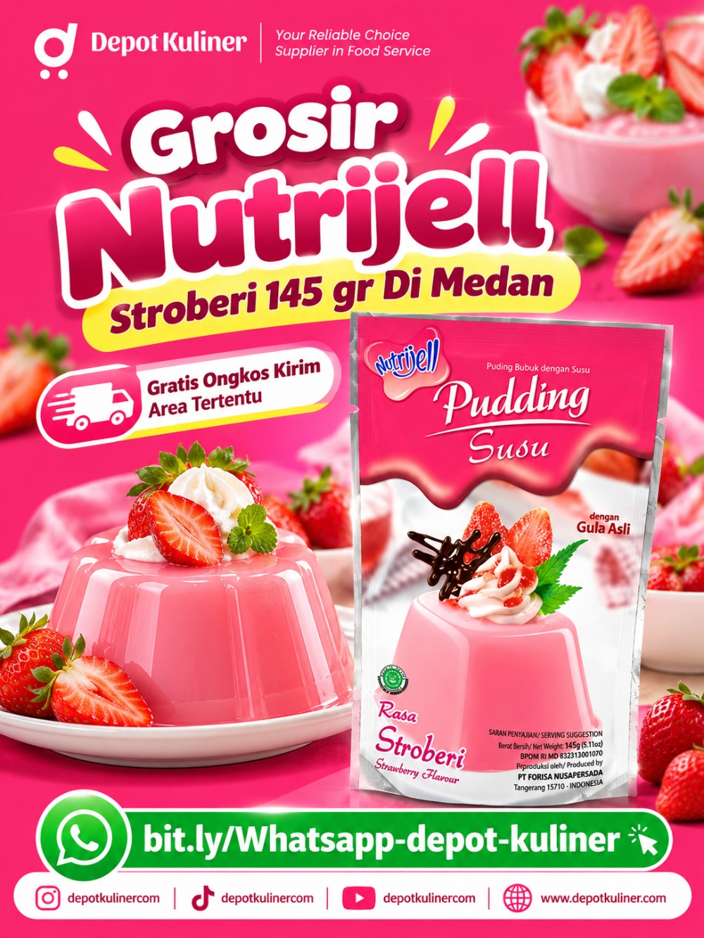 Grosir Nutrijell Stroberi 145 gr Di Medan