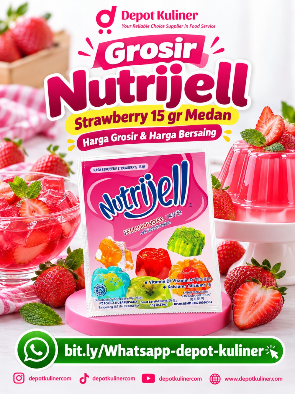 Grosir Nutrijell Strawberry 15 gr Medan