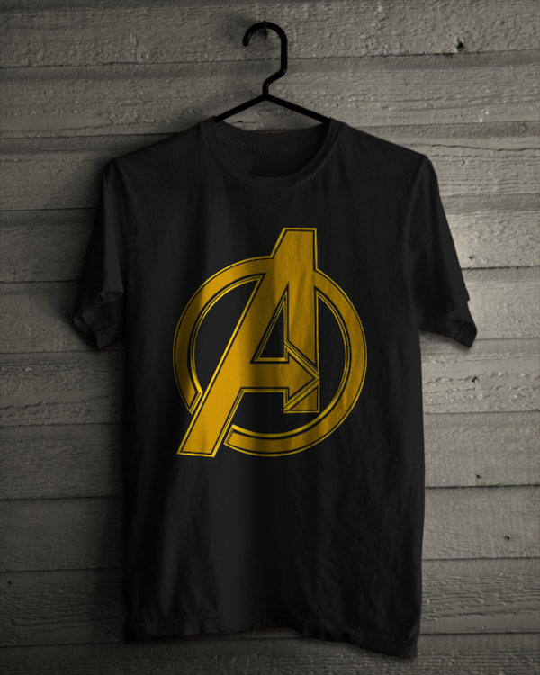  Kaos  Logo Lambang Super Hero A Hitam Sablon  Gold  XS 6XL 