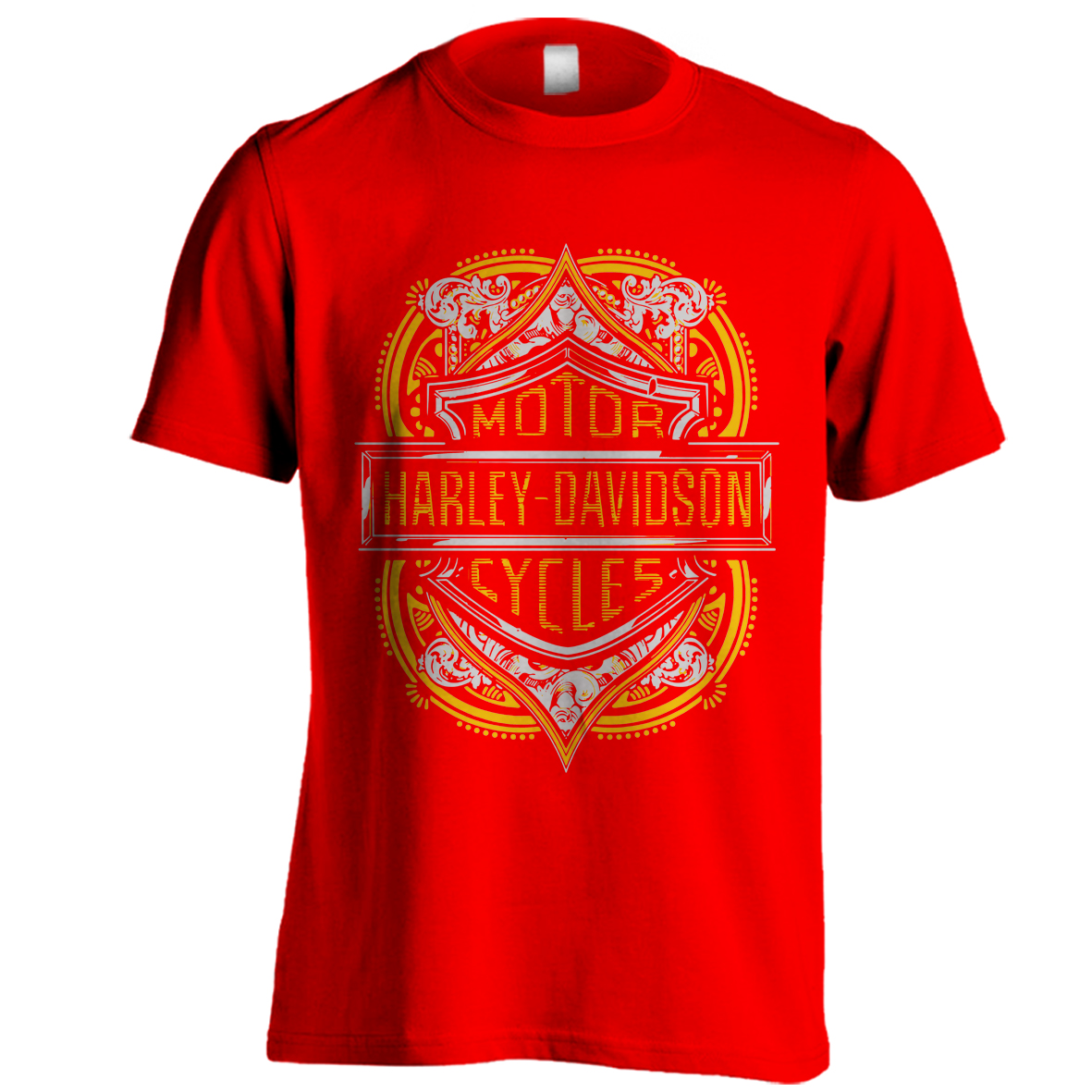  Kaos  Harley Davidson Emblem 02 Merah Sablon  Putih  Gold  XS 