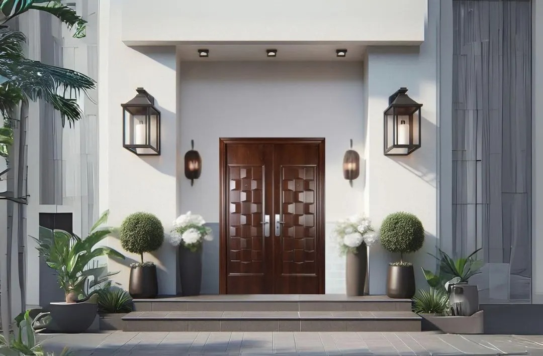 pintu baja fortress motif kayu