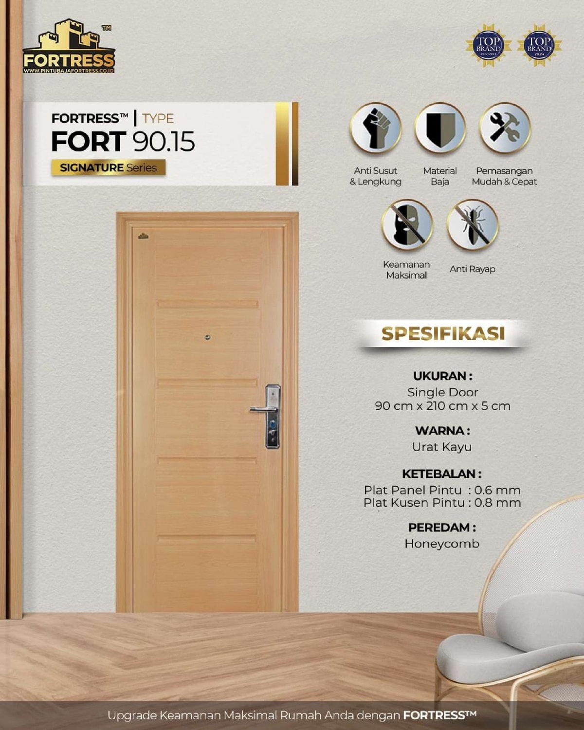 Model Pintu Warna Coklat Muda Motif Kayu