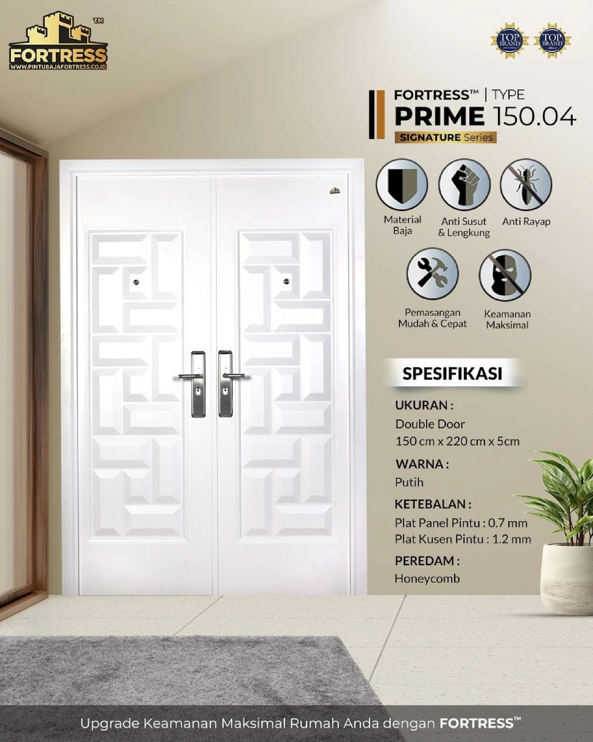 pintu baja fortress putih prime 150.04
