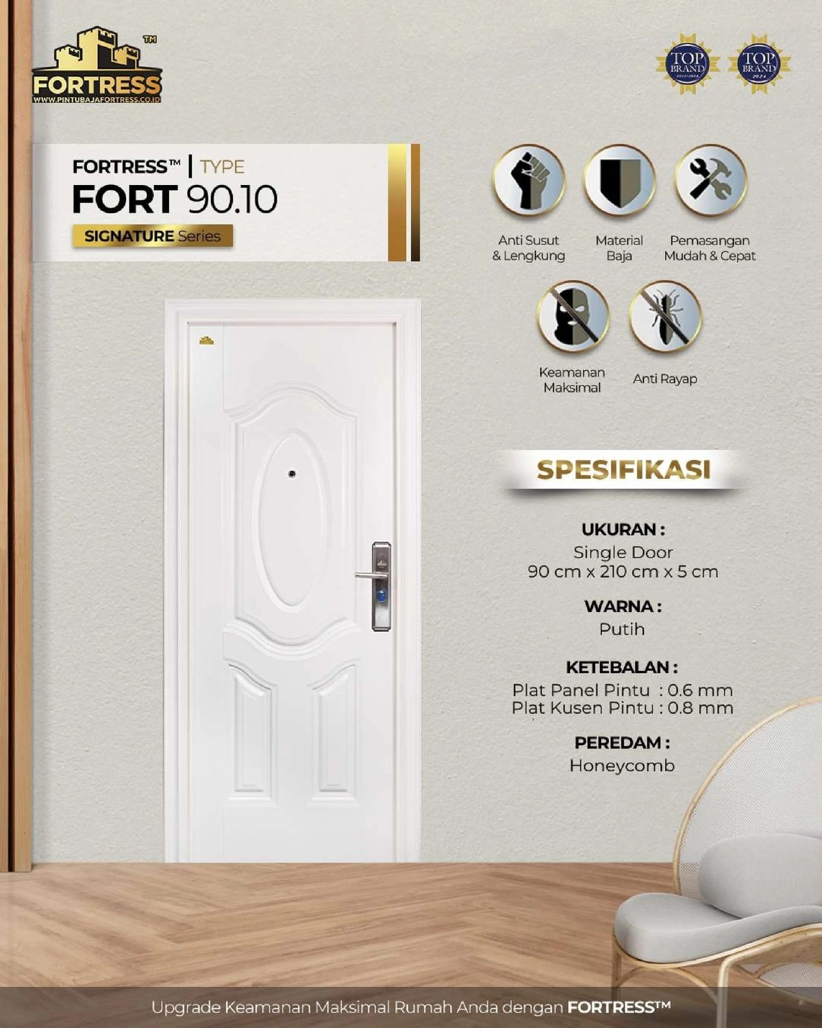 pintu baja fortress putih fort 90.10