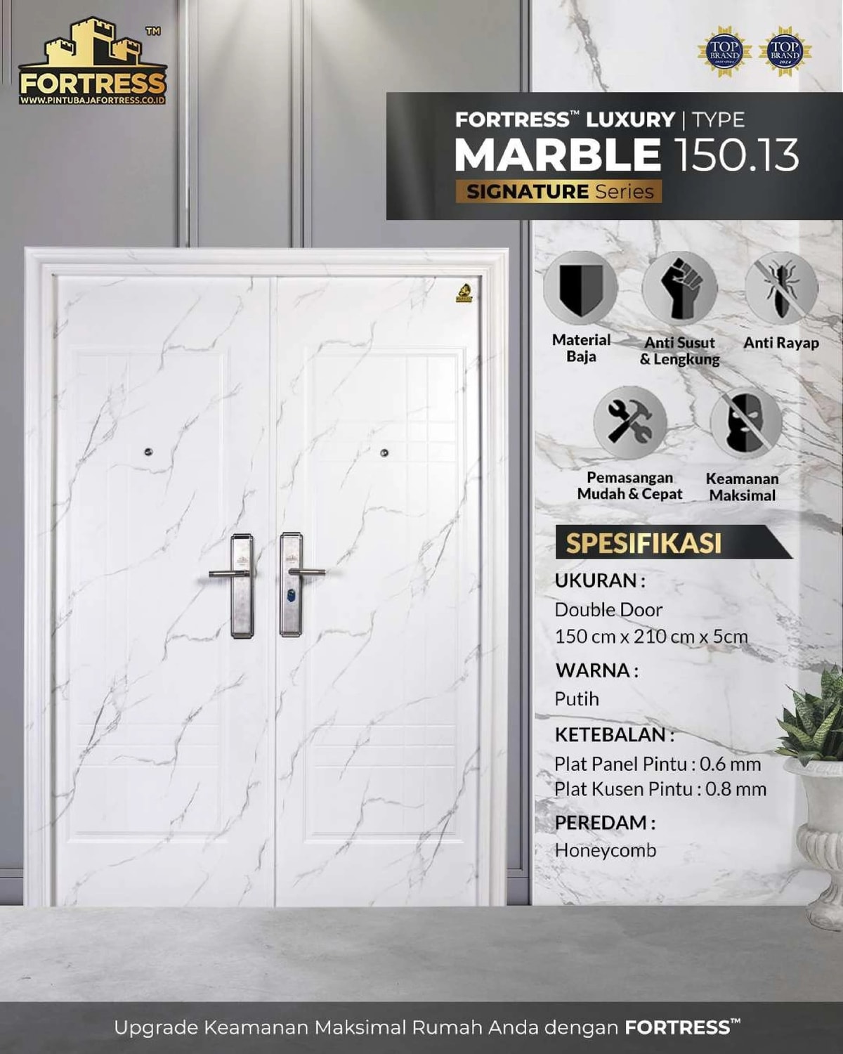 pintu baja fortress putih marble 150.13