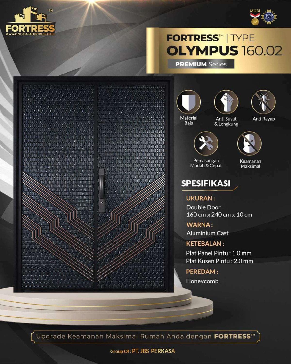 pintu baja fortress double door modern olympus 160.02