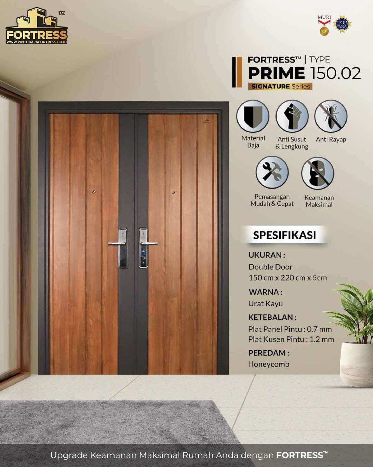 pintu baja fortress double door modern prime 150.02