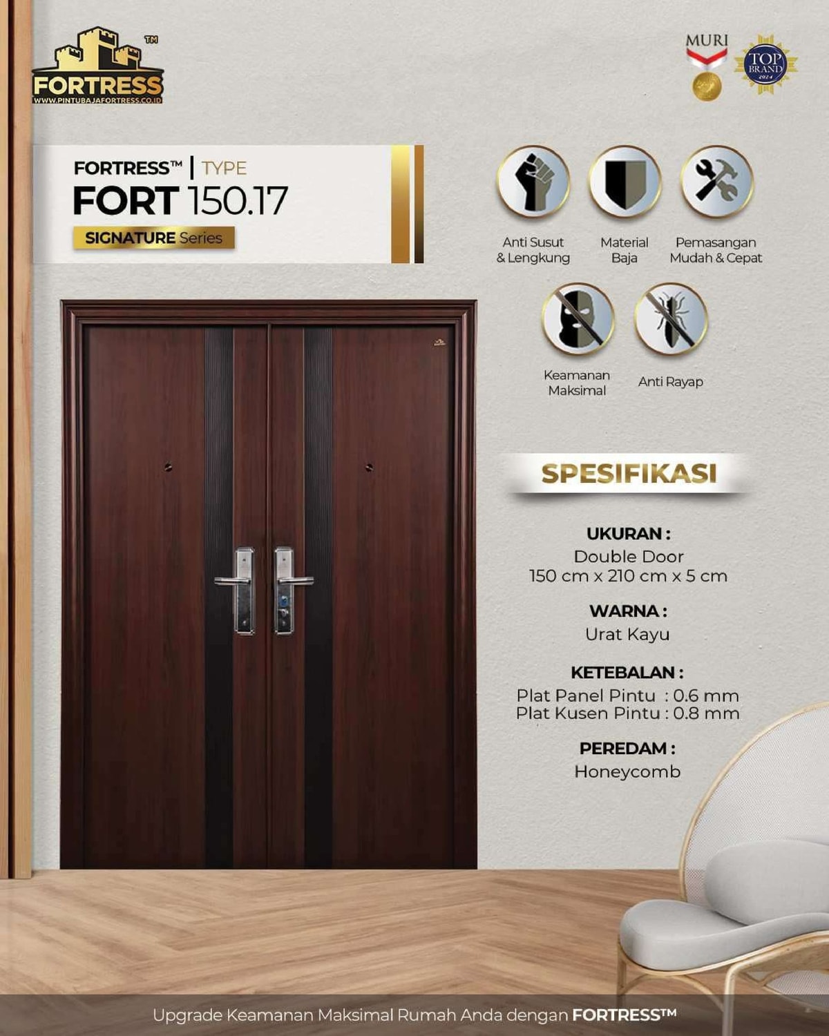 pintu baja fortress double door modern fort 150.17